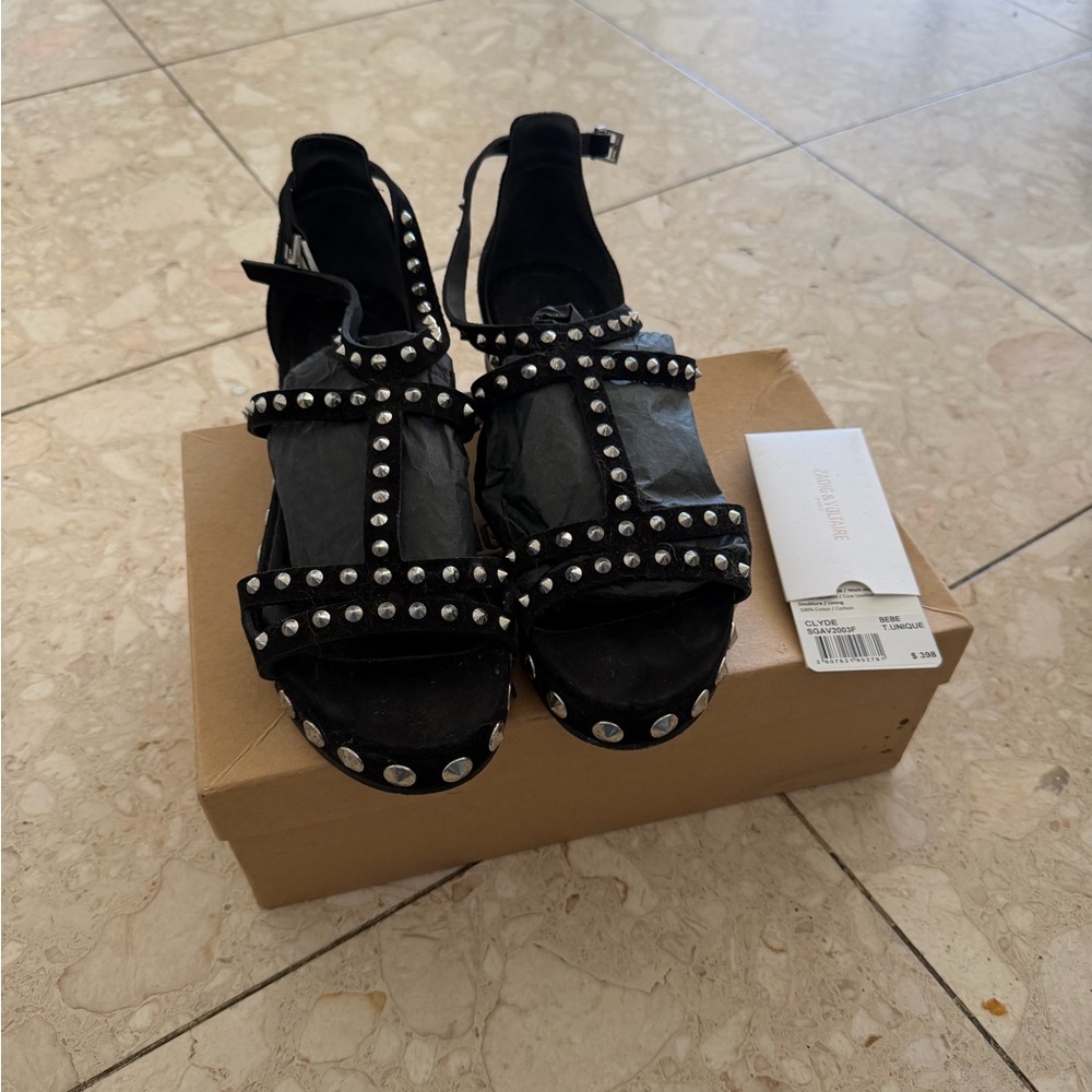 Black Studded suede Sandals